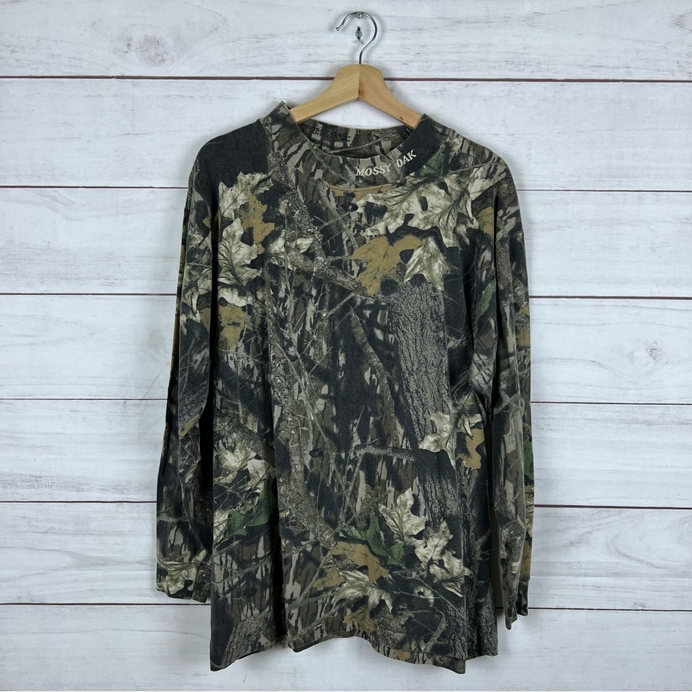 Vintage Mossy Oak Mock Camo Neck Shirt XL